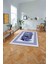 Baskılı Modern Kuş Tüyü Desen Yıkanabilir Kaymaz Yolluk Mutfak Salon Halısı, Modern-149-Lacivert, 2