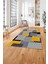 Baskılı Modern Sade Dekoratif Yıkanabilir Kaymaz Yolluk Mutfak Salon Halısı, Modern-141-Sarı, 3