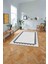 Baskılı Modern Etnik Çerçeve Desen Yıkanabilir Kaymaz Yolluk Mutfak Salon Halısı, MODERN-188-GRİ, 2