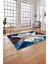 Baskılı Modern Çapra Çizgi Desen Yıkanabilir Kaymaz Yolluk Mutfak Salon Halısı, Modern-166-Mavi, 4