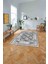 Baskılı Modern Çerçeveli Çiçekli Yıkanabilir Kaymaz Yolluk Mutfak Salon Halısı, MODERN-209-GRİ, 2