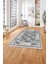 Baskılı Modern Çerçeveli Çiçekli Yıkanabilir Kaymaz Yolluk Mutfak Salon Halısı, MODERN-209-GRİ, 3