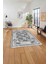 Baskılı Modern Çerçeveli Çiçekli Yıkanabilir Kaymaz Yolluk Mutfak Salon Halısı, MODERN-209-GRİ, 5