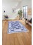 Baskılı Modern Çerçeveli Çiçekli Yıkanabilir Kaymaz Yolluk Mutfak Salon Halısı, MODERN-209-LACİVERT, 5