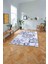 Baskılı Modern Çiçek Motifli Yıkanabilir Kaymaz Yolluk Mutfak Salon Halısı, MODERN-212-LACİVERT, 2