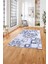 Baskılı Modern Çiçek Motifli Yıkanabilir Kaymaz Yolluk Mutfak Salon Halısı, MODERN-212-LACİVERT, 3