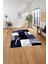 Baskılı Modern Çerçeveli Kare Yıkanabilir Kaymaz Yolluk Mutfak Salon Halısı, MODERN-186-LACİVERT, 5