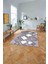 Baskılı Modern Kare Desenli Yıkanabilir Kaymaz Yolluk Mutfak Salon Halısı, Modern-122-Mor, 2
