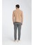 Gavix Erkek Bej %100 Pamuk Damla Örgülü Çekmeyen Esneyen Kumaş Slim Fit Uzun Kol Polo Tişört 4
