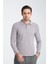 Gavix Erkek Gri %100 Pamuk Damla Örgülü Çekmeyen Esneyen Kumaş Slim Fit Uzun Kol Polo Tişört 2