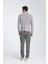 Gavix Erkek Gri %100 Pamuk Damla Örgülü Çekmeyen Esneyen Kumaş Slim Fit Uzun Kol Polo Tişört 4