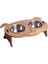 Köpek Mama Standı - Ahşap MDF - Eğimli Köpek Modeli - Çelik Kase - 2*350ml 1