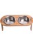 Kedi & Köpek Su ve Mama Kabı Standı - Ahşap MDF - Eğimli İkili Oval Model - Çelik Kase - 2*350ml 2