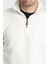 Cappi Erkek Beyaz Yarım Fermuarlı Pamuklu Örme Kumaş Slim Fit Sweatshirt 2