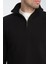Cappi Erkek Siyah Yarım Fermuarlı Pamuklu Örme Kumaş Slim Fit Sweatshirt 2