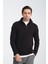 Cappi Erkek Siyah Yarım Fermuarlı Pamuklu Örme Kumaş Slim Fit Sweatshirt 3
