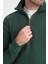 Cappi Erkek Yeşil Yarım Fermuarlı Pamuklu Örme Kumaş Slim Fit Sweatshirt 2