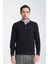 Joyson Erkek Lacivert Regular Fit Pamuk Karışımlı Kalın Kumaş Polo Yaka Sweatshirt 3