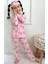 Pjkö Geyikcik Desenli Pembe Uzun Kollu Önden Düğmeli Kız Çocuk Pijama Takımı 4-12 Yaş 541U-P 2