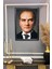 Dekoratif Modern Atatürk Desenli Çerçeveli Kumaş Baskı Tablo 50x70cm ATA10 2