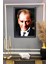 Dekoratif Modern Atatürk Desenli Çerçeveli Kumaş Baskı Tablo 50x70cm ATA06 2