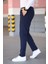 Erkek Lacivert Beli Lastikli Bağcıklı Esnek Fitted Jogger Pantolon Kumaş Pantolon 3