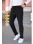 Erkek Siyah Beli Lastikli Bağcıklı Esnek Fitted Jogger Pantolon Kumaş Pantolon 3