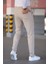 Erkek Krem Beli Lastikli Bağcıklı Esnek Fitted Jogger Pantolon Kumaş Pantolon 2