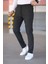 Erkek Antrasit Beli Lastikli Bağcıklı Esnek Fitted Jogger Pantolon Kumaş Pantolon 3