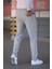 Erkek Gri Beli Lastikli Bağcıklı Esnek Fitted Jogger Pantolon Kumaş Pantolon 5