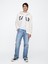 Erkek Beyaz Gap Logo Fermuarlı Fransız Havlu Kumaş Sweatshirt 5
