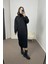 Siyah Boğazlı Oversize Triko Elbise Standart 5