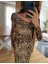 Leopar Desenli Midi Elbise L 3