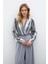 Çizgili Bodysuit Bluz - GRİ 1