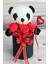 Premium Özel Hediye Kutusunda 35 cm Sevimli Panda ve 3 Adet Kırmızı Peluş Minik Ayıcık Buketi 2