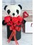 Premium Özel Hediye Kutusunda 35 cm Sevimli Panda ve 3 Adet Kırmızı Peluş Minik Ayıcık Buketi 5