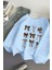 Kurdela Leopar Baskılı Beyaz Bisiklet Yaka Sweatshirt - Oversize Unisex Kalın Kışlık 1