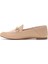 Kadın Bej Deri Maskülen Loafer 25SFD290218 2