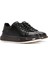 Erkek Siyah Kalın Tabanlı Bağcıklı Deri Sneaker 25SFD690718 3