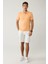 Erkek Açık Turuncu %100 Pamuk 3 Düğmeli Jakarlı Polo Yaka T-shirt A41y1354 5