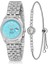 Mercan Takvimli Kadın Kol Saati Zirkon Taşlı Yuvarlak Bileklik Kombin Gümüş Mavi Renk PL-1519B7 1