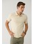 Erkek Bej %100 Pamuk 3 Düğmeli Jakarlı Polo Yaka T-shirt A41y1147 3