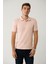 Erkek Açık Pembe %100 Pamuk 3 Düğmeli Jakarlı Polo Yaka T-shirt A41y1354 1