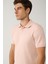 Erkek Açık Pembe %100 Pamuk 3 Düğmeli Jakarlı Polo Yaka T-shirt A41y1354 2
