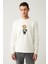 Erkek Ekru Bisiklet Yaka Interlok Baskılı Sweatshirt A41y1248 3