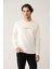 Erkek Ekru Bisiklet Yaka Interlok Baskılı Sweatshirt A41y1246 1