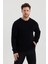 Erkek Siyah Bisiklet Yaka Örgülü Triko Kazak 2