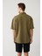 Erkek Haki Apaj Yaka %100 Keten Kısa Kol Oversize Fit Gömlek A41Y2209 4