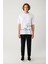 Erkek Beyaz %100 Pamuk Bisiklet Yaka Baskılı Oversize Fit T-Shirt A41Y1038 5