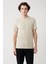 Erkek Bej Bisiklet Yaka Baskılı Soft Touch Regular Fit T-Shirt A41Y1037 1